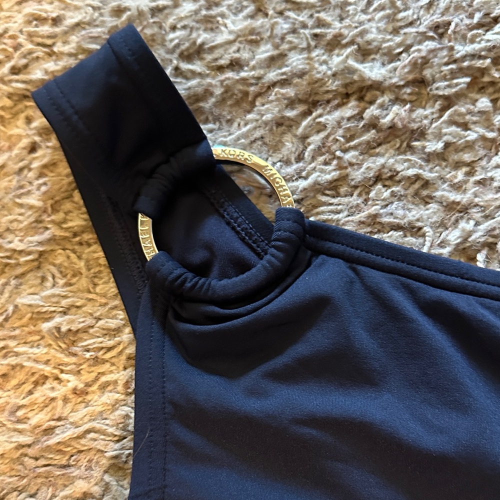 Michael Kors One-Shoulder Blue Swimsuit with Ring Detail - Picture 2 of 5